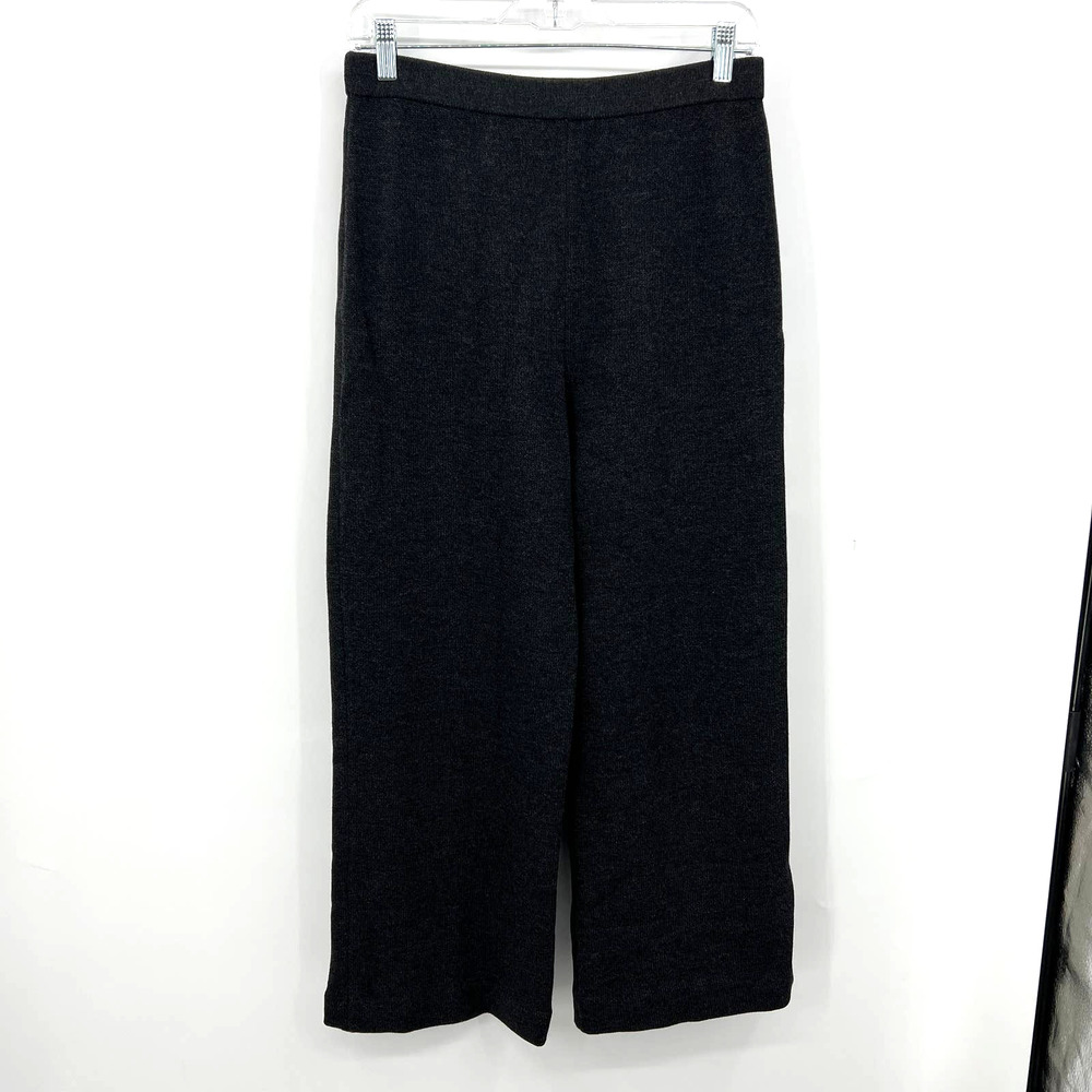 St John Dark Grey Santana Knit Wide Leg Pants Size 10